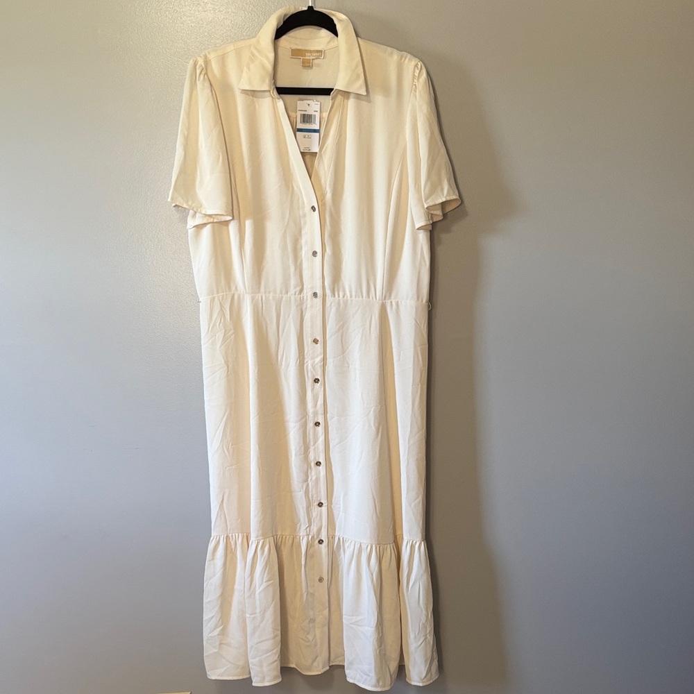 MICHAEL Michael Kors Cream Midi Dress-Missing Belt, See Pictures D-141